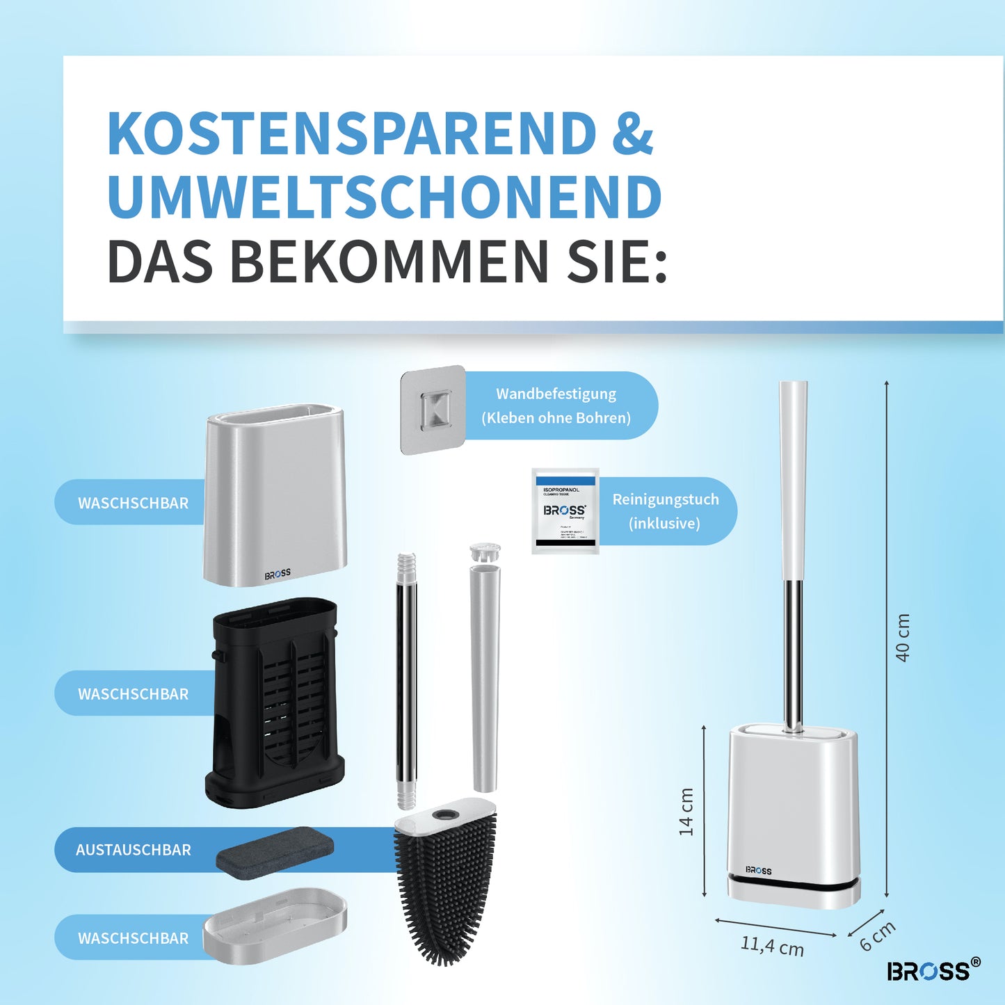Klobürste Silikon BROSS® Premium
